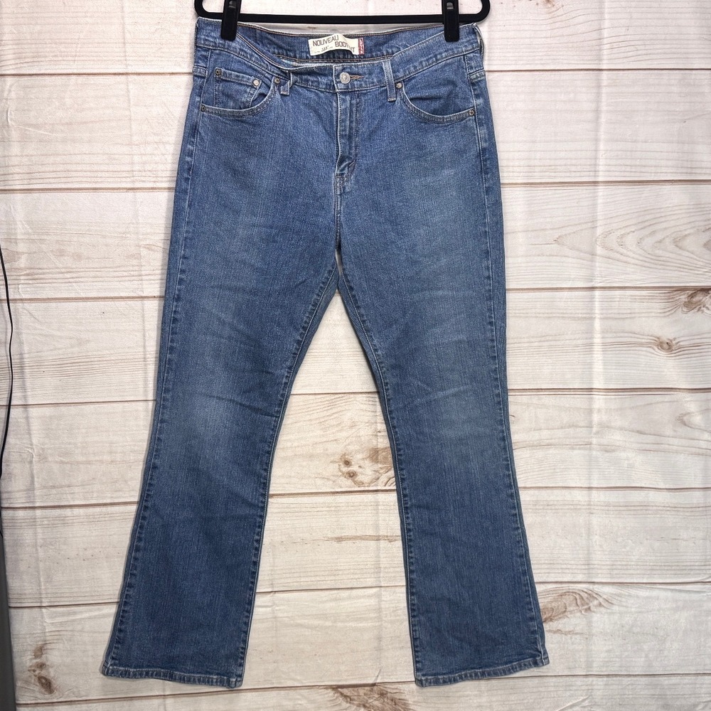 Levis Nouveau Bootcut Jeans Medium Wash Denim Mid Rise Blue Pants 524 14 M
